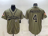 Men's Dallas Cowboys #4 Dak Prescott 2022 Olive Salute to Service Cool Base Stitched Baseball Jersey,baseball caps,new era cap wholesale,wholesale hats